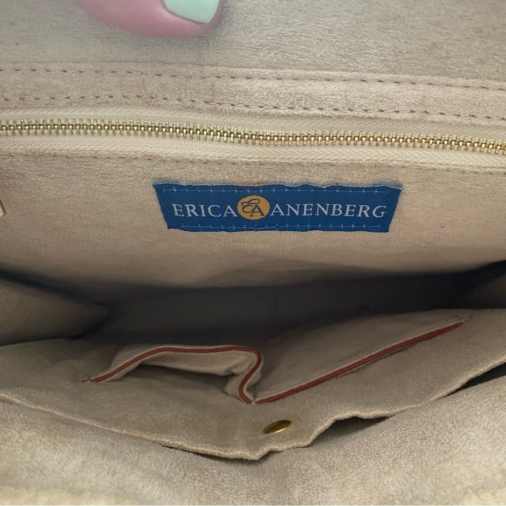 Erica Anneberg Pebbled Leather Messenger Satchel Tote Bag Purse - Picture 8 of 14